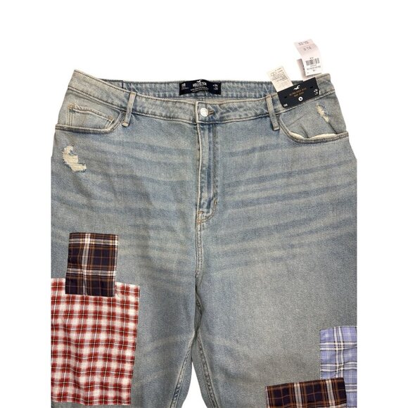 Hollister Womens 90s Ultra High Rise Dad Jeans Patchwork & Distressed Size 19R - Picture 3 of 4